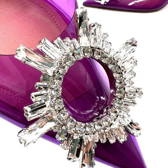 Amina Muaddi Begum Crystal-embellished Pvc Slingback Pumps In Violet - Picture 8 of 11